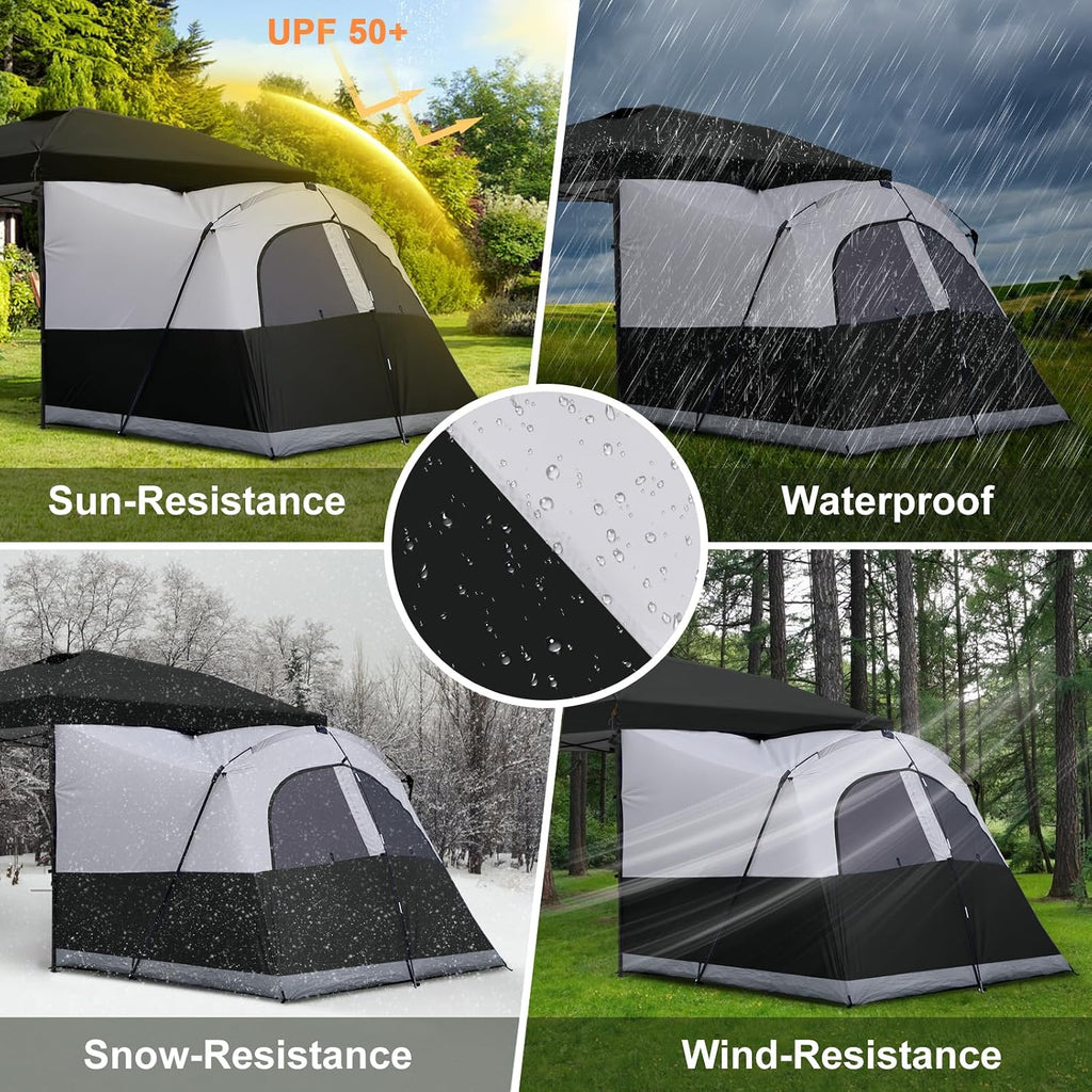KAMPKEEPER Canopy Side Tent,4-6 Person Camping Cube Tent for 10x10 Pop Up Canopies,Easy Up Gazebo with Window,Compatible with 10' Wide Canopy Tents