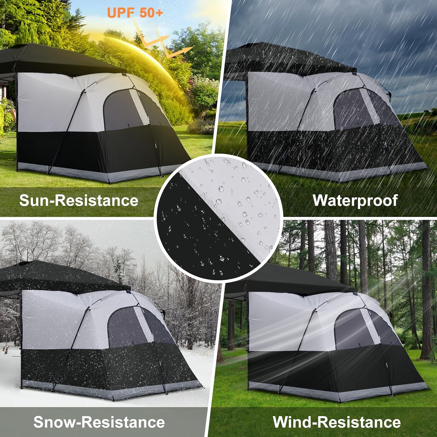 KAMPKEEPER Canopy Side Tent,4-6 Person Camping Cube Tent for 10x10 Pop Up Canopies,Easy Up Gazebo with Window,Compatible with 10' Wide Canopy Tents