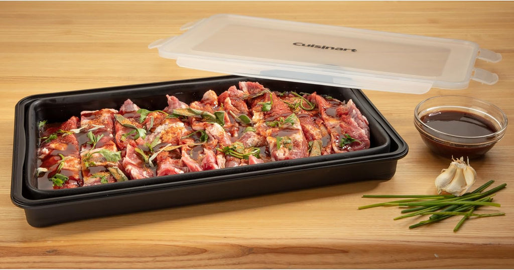 Cuisinart XL Collapsible Marinating Container, Large Capacity Grill Accessories Perfect for BBQs and Tailgates, Marinade and Brining Prep, Collapsible Silicone for Easy Storage (Pack of 4)