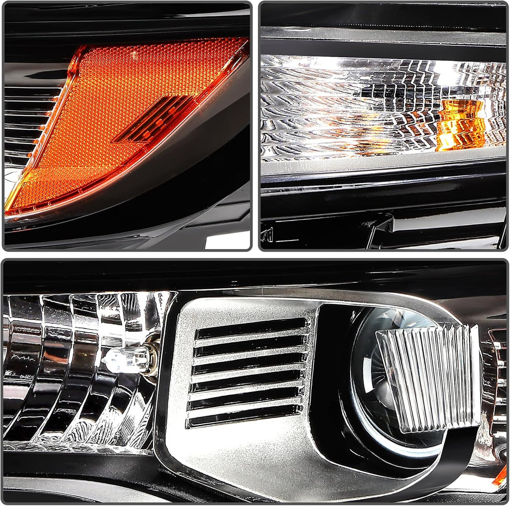 Headlight Fit 2015-2018 for Edge Black Housing Amber Reflector Pair Headlight Assembly FT4Z13008A