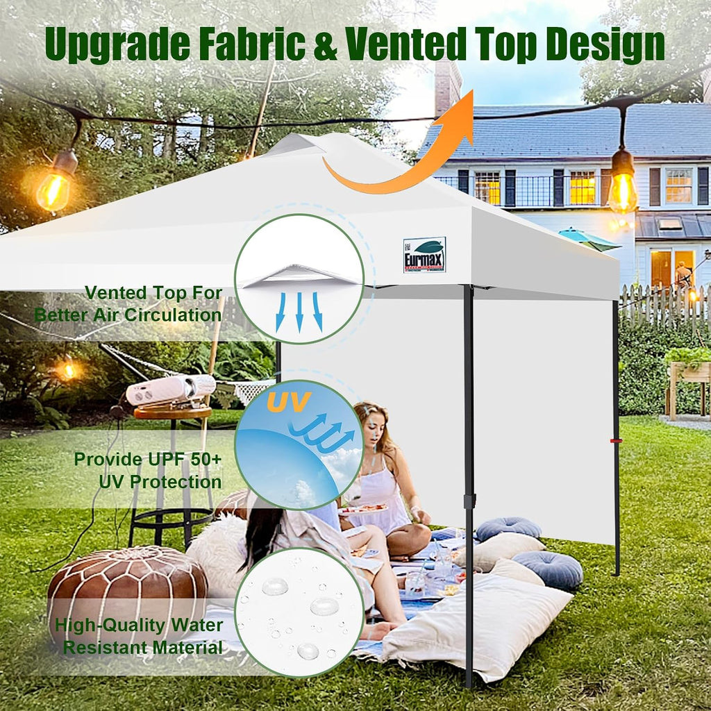 Eurmax USA NOMATTER ONE-Person Open&Close 10x10ft Pop Up Canopy Tent,Portable Shelter Canopy for Outdoor Events with 1 Removable Sidewall,Instant Canopies,Temporary Sunshade,Bonus 4 Sand Bags(Blue)