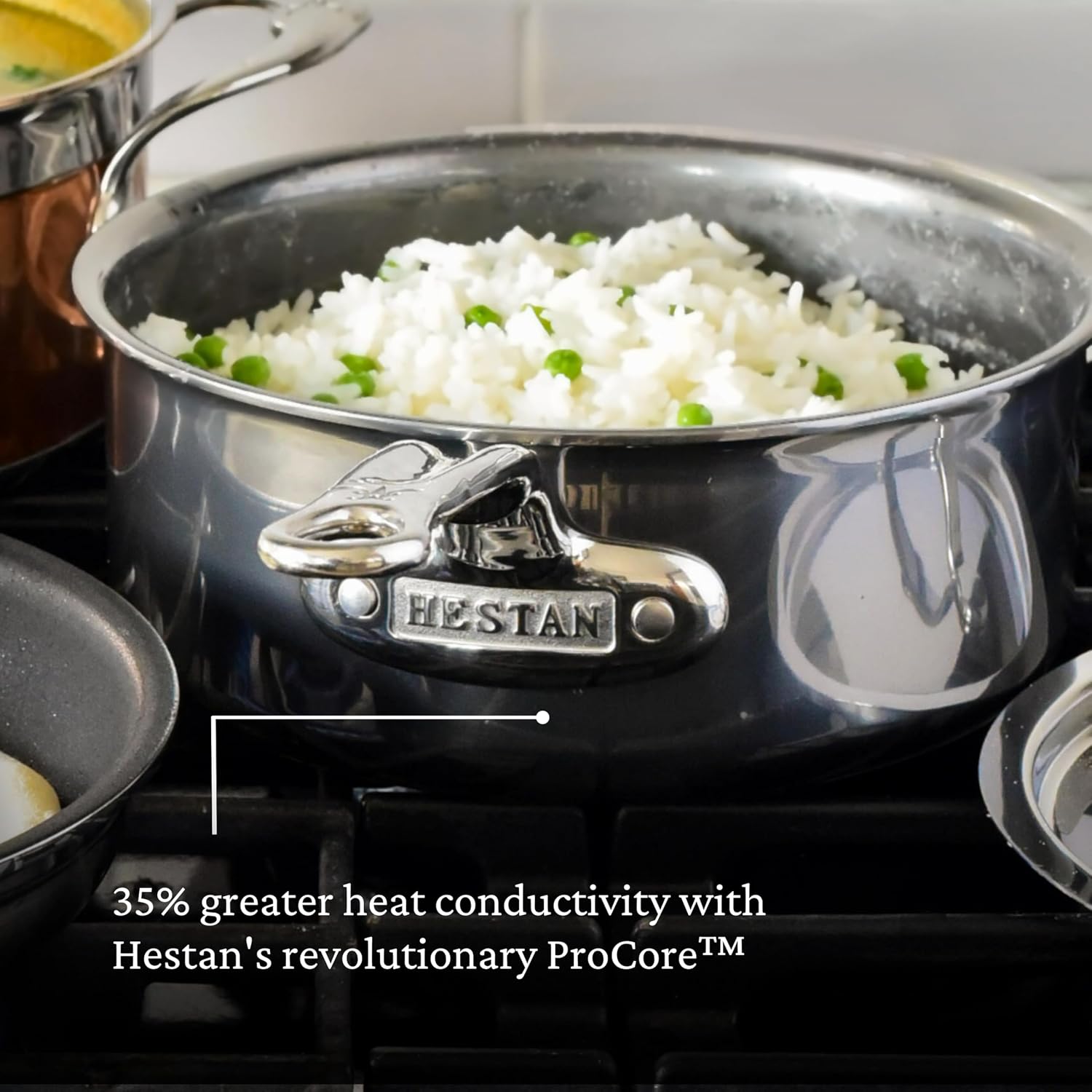 Hestan NanoBond Molecular Titanium Saucepan with Lid, 2-Quart - PFAS-Free Stainless Steel, 4x Stronger, 1050°F Oven Safe, Induction Compatible, Handcrafted Italy