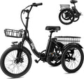 Qlife Triker Electric Bike, Peak 1200W Brushless Motor Folding Trike Ebike, 499Wh Removable Battery, Step-Thru 3 Wheel Electric Bicycle, Up to 55 Miles, 18 Tire Tricycle for Adults