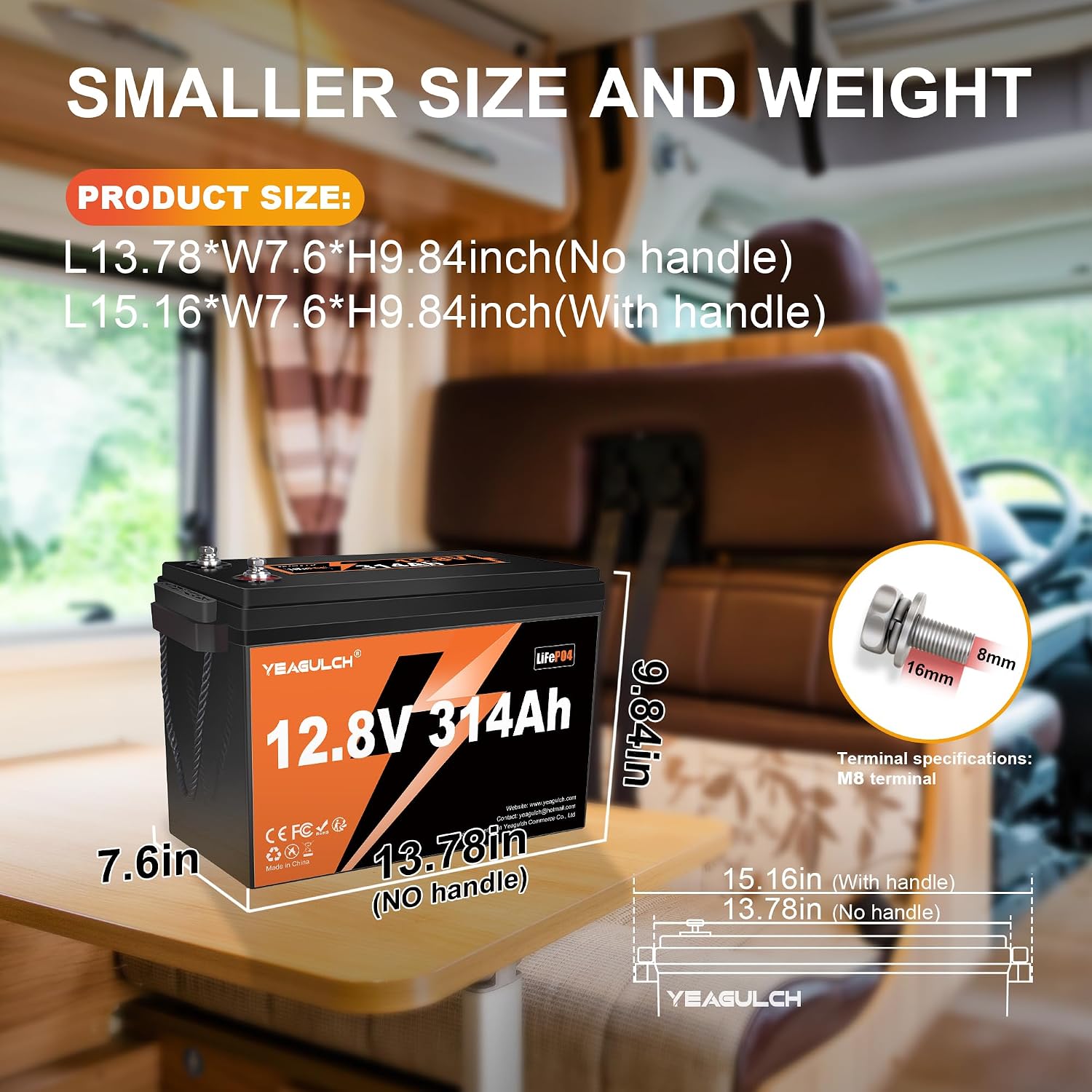12V 300Ah (314Ah) LiFePO4 Battery 200A BMS 3840Wh Up to 6000+ Deep Cycle Lithium Iron Phosphate Battery Perfect for RV Camping Marine Solar Energy Storage Backup Power