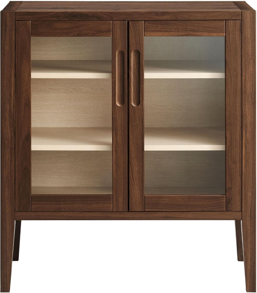 Modway Nell 36 Inch Accent Storage Cabinet in Walnut – Tea/Coffee Small Buffet Cabinet with Shelves for Living Room, Hallway, or Entryway