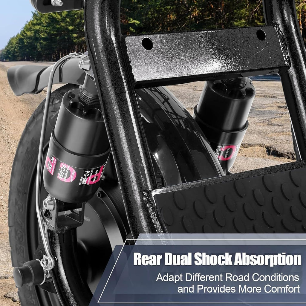 Caroma Peak 800W/1200W Electric Scooter with Seat, Max 20/30Miles&20MPH, 14' Tires Foldable Adult Electric Scooter with Basket for Pets & Cargo, Dual Shock Absorbing EScooter for Commuting