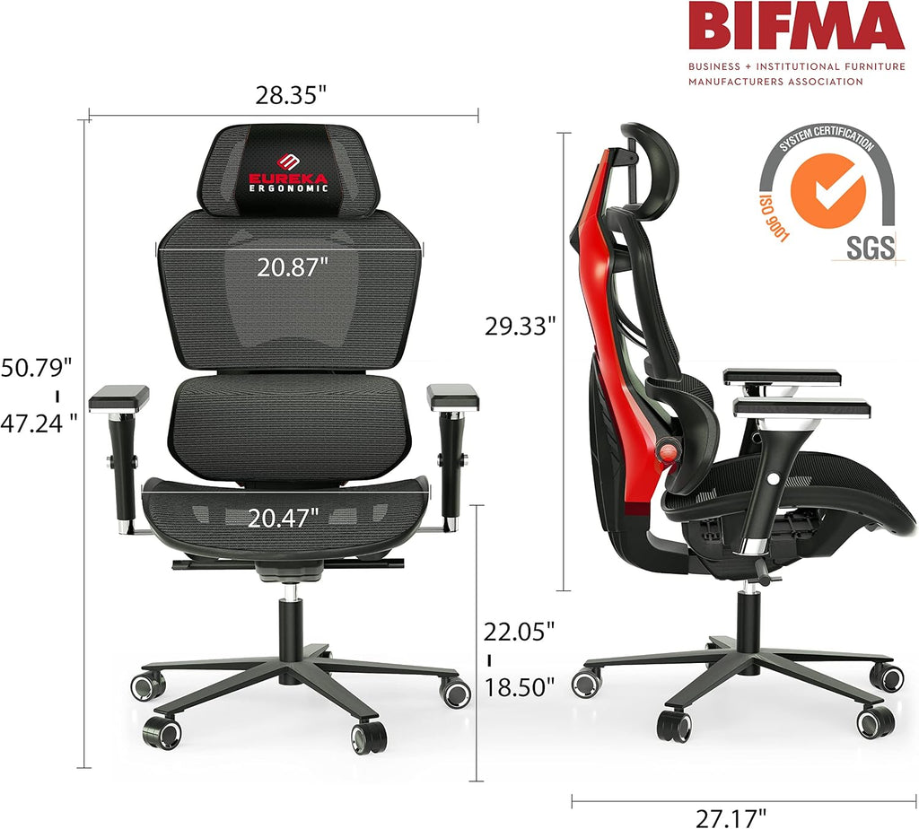 EUREKA ERGONOMIC Gaming Chairs for Adults GC05, Gamer Chair with Lumbar Support, Gaming Chair with 4D Armrests, Ergonomic Gaming Chairs with Adjustable Headrest, Red