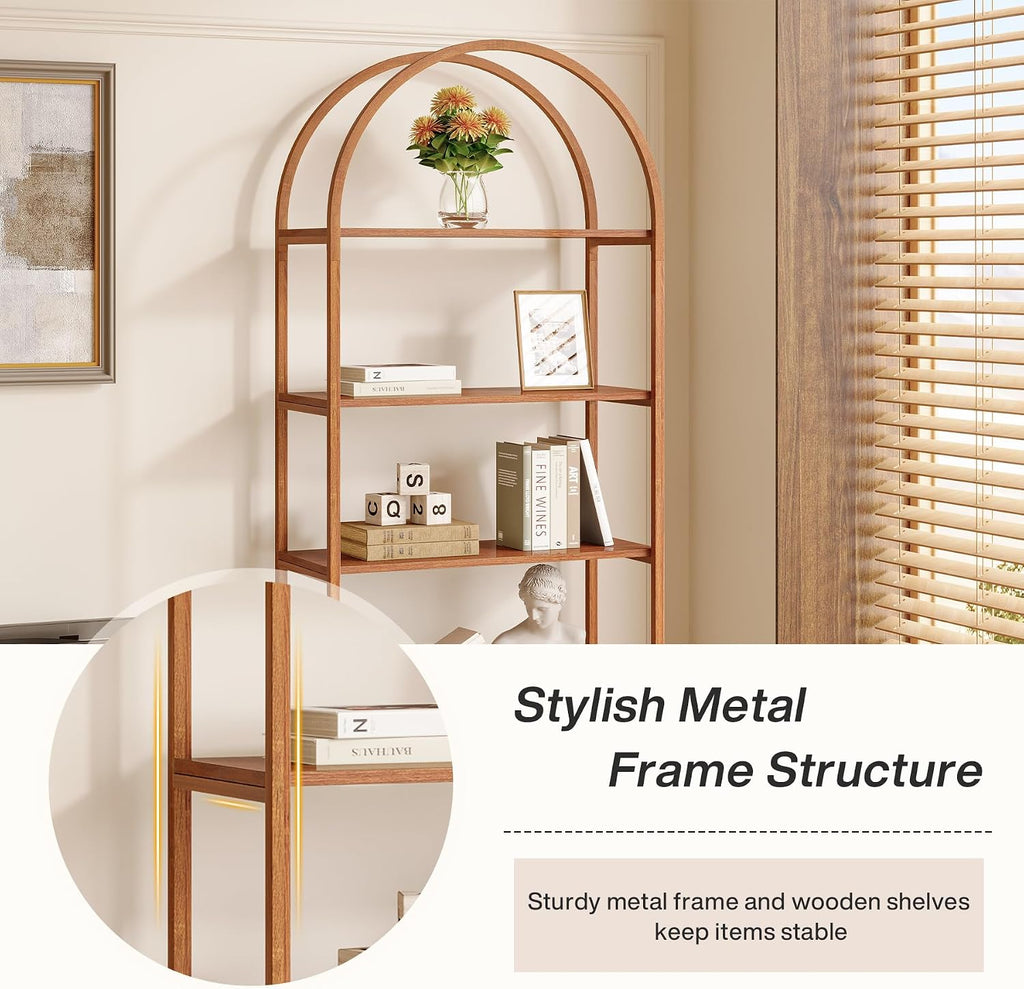 Tribesigns Bookshelf 5-Tier Arched Bookcase, 70.8' Tall Modern Open Book Shelves, Storage Shelves with Metal Frame, Freestanding Display Rack for Living Room, Bedroom, Office