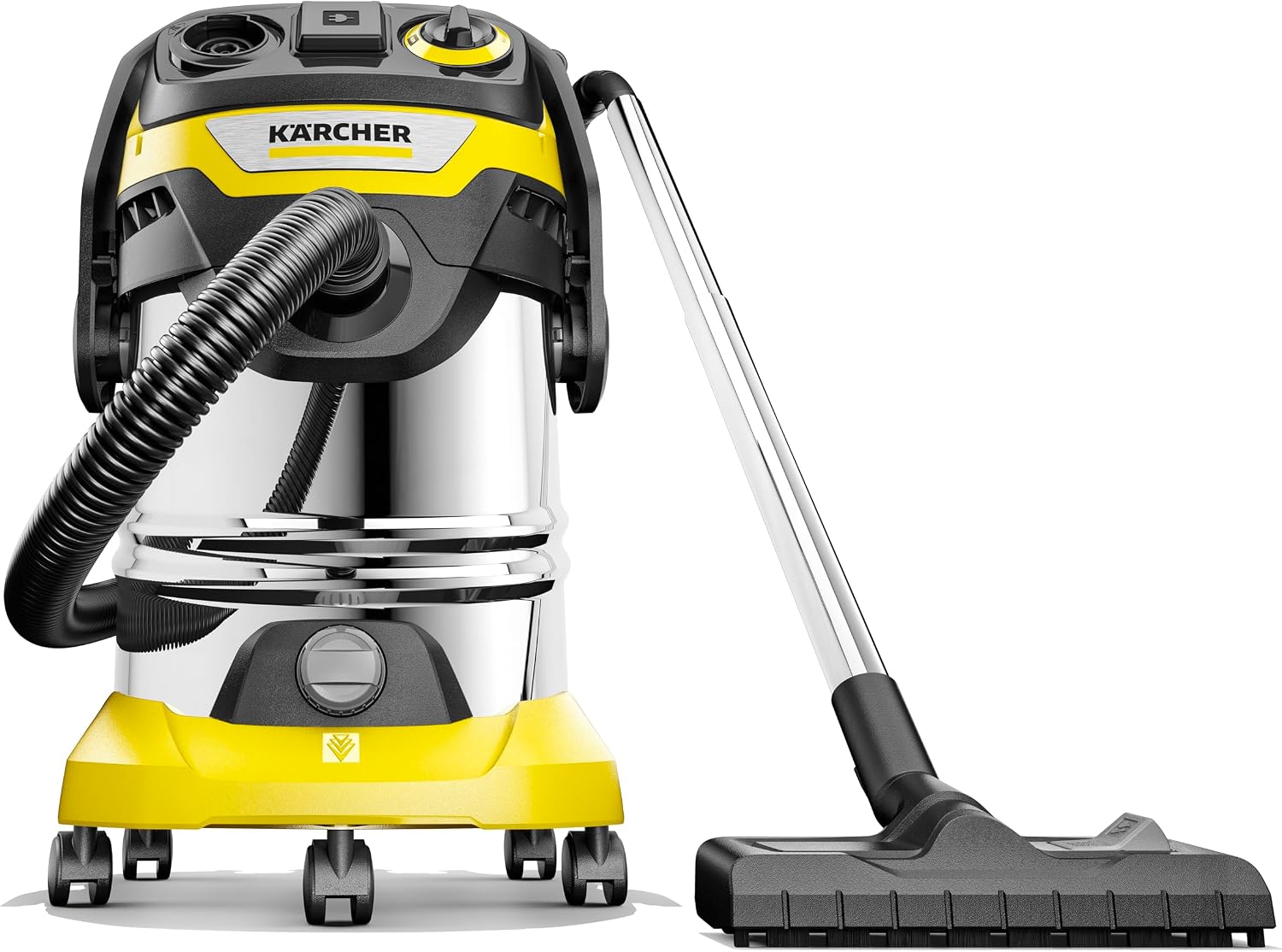 Kärcher Wet/Dry Vacuum Cleaner WD 6 P S V -30/6/22/T, blowing function, power: 1300 W, stainless steel tank: 30 l, suction hose: 2.2 m, with socket, tool hose & adapter, flat filter, nozzles