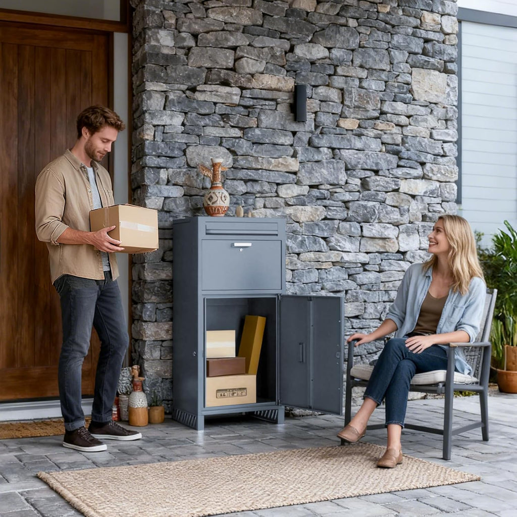 Package Delivery Boxes & Mailbox for Outside, No Assembly Required Large Parcel Drop Box with Keys, Steel Mailbox with Waterproof Anti-Theft Function, Not Easy Deformed for Home, Porch, Business