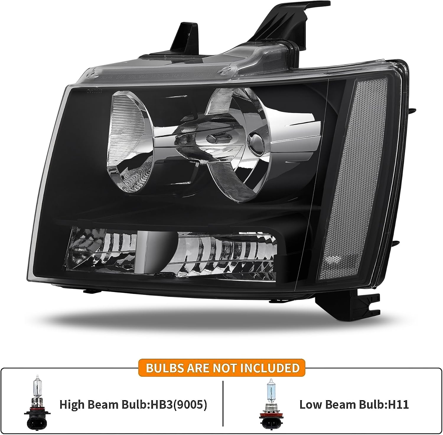 Headlights w/ Tail Lights Assembly Kits compatible with 2007 2008 2009 2010 2011 2012 2013 Chevy Tahoe Suburban, Black Housing Headlamp+Red Taillights Rear Brake Lamp Set