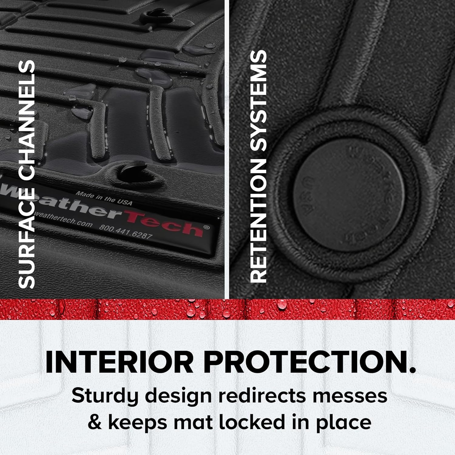 WeatherTech Custom Fit FloorLiners for Ford Maverick Hybrid - 1st & 2nd Row (441745-1-2), Black