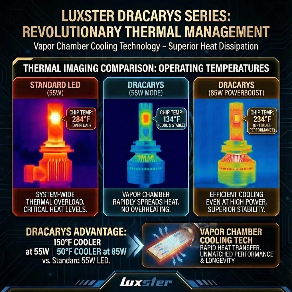LUXSTER 55W/85W Switch 100000LM 9012 LED Bulbs with Vapor Chamber Cooling, Dual Power Mode, CANBUS Ready, HIR2 Fog Lights, 6500K Xenon White, 2 Pack