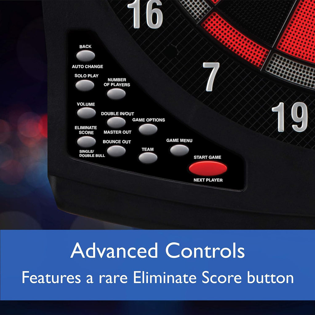 Viper Solar Blast Electronic Dartboard, 15.5 in Regulation Target, 43 Games, 16 Players, LED Scoreboard, 6 Darts Included, Black
