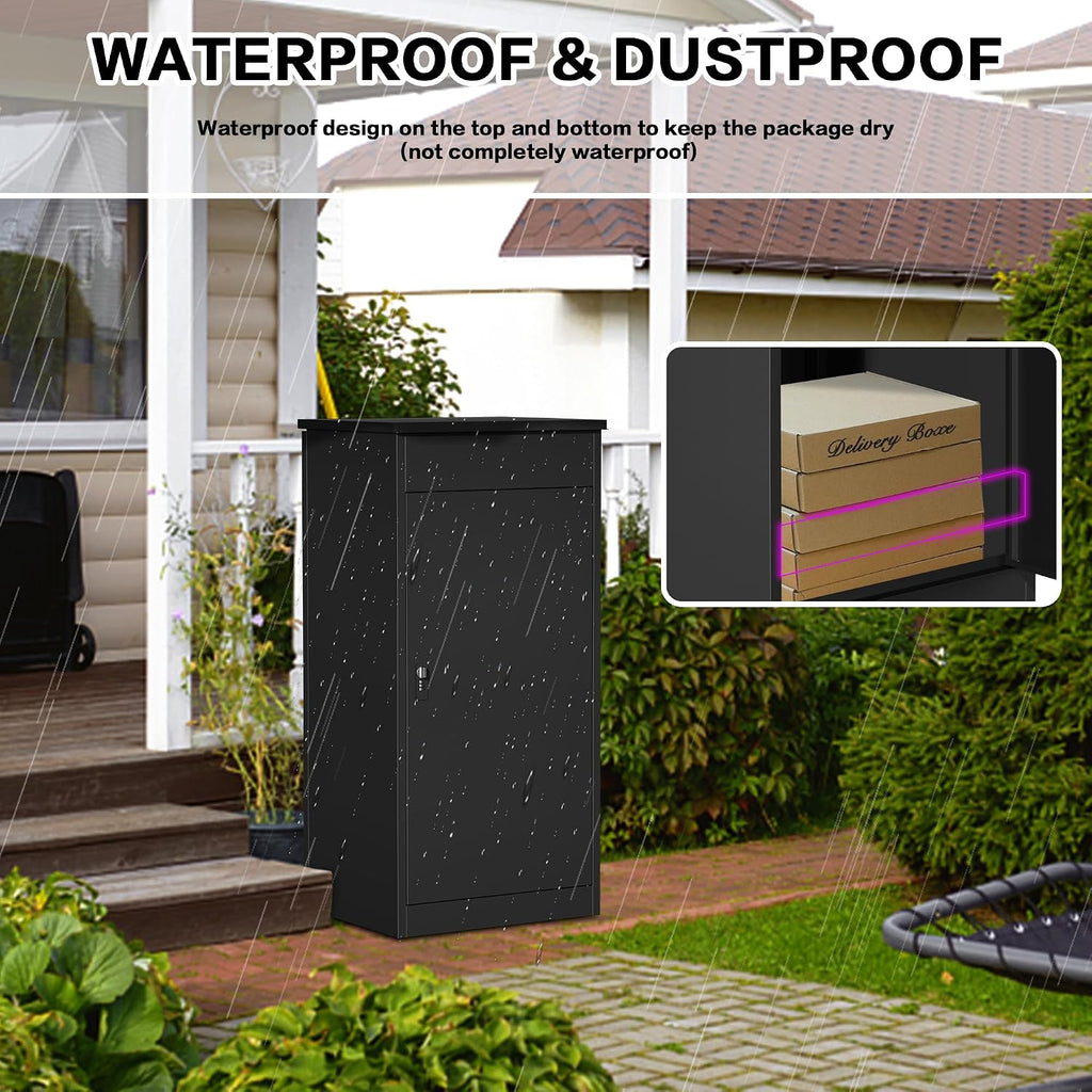Package Delivery Boxes for outside,Enlarged 19.7 * 16.1 * 33.5 inches Delivery Box for Packages with Coded Lock,Large Space, Waterproof,Cold-Rolled Steel Drop Box for Porch, Curbside (Small)