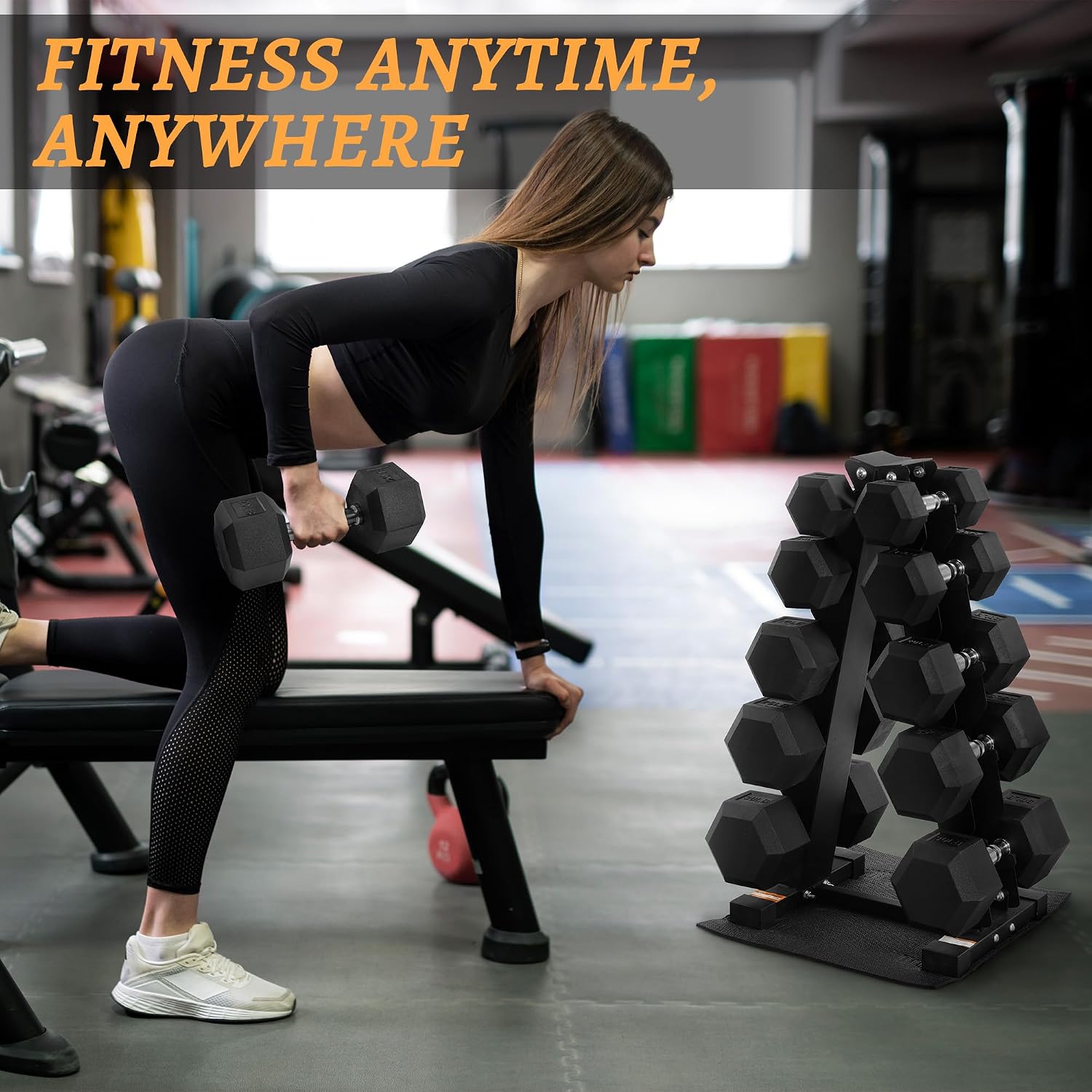 BalanceFrom Rubber Coated Hex Dumbbell Weight Set with Storage Rack, 100LB or 150LB or 200LB Set, 5-20 lbs or 5-25 lbs or 10-30 lbs Pairs