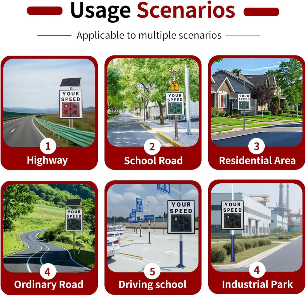23.6'X35.4' Radar Speed Sign - Integrated Solar Power, Radar Speed Display Sign, Ip65, 394ft Detection for Highways, Remote Control and Accessories