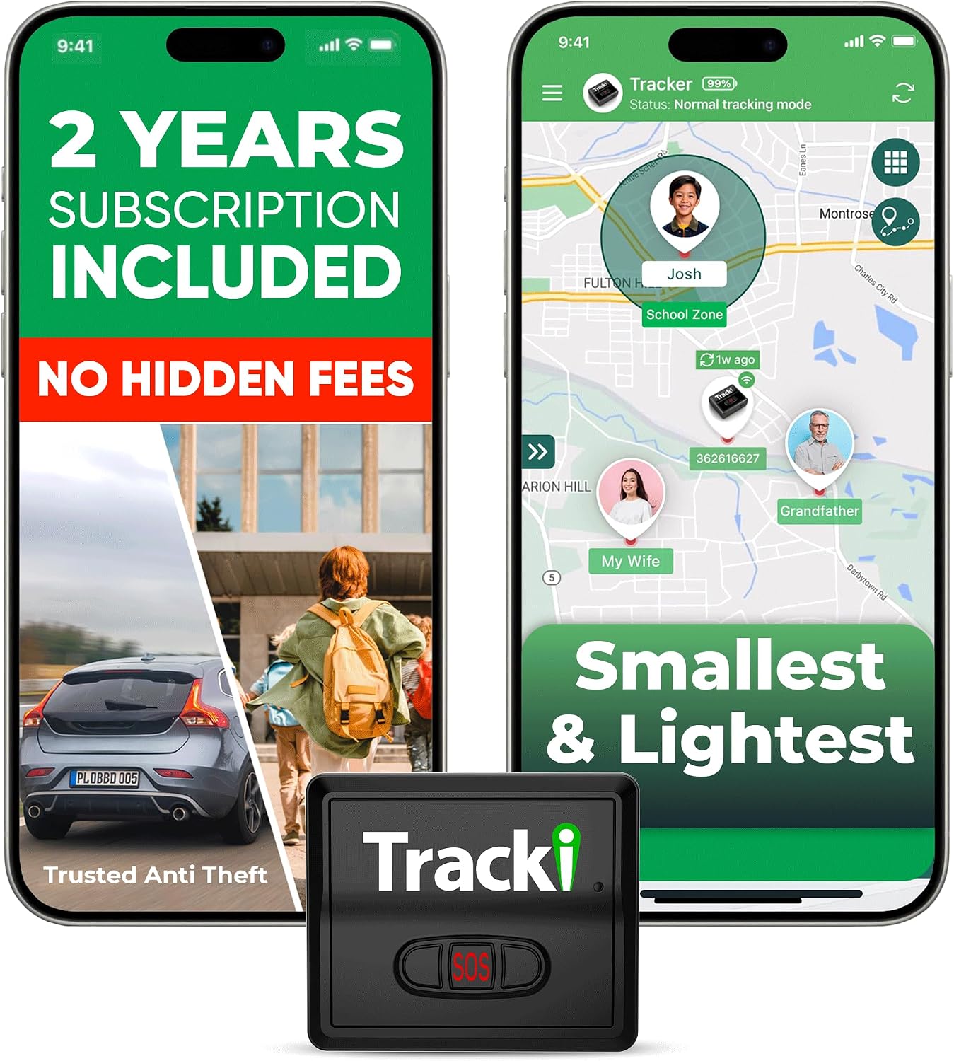 Tracki Mini GPS Tracker, Subscription Required, Cancel Anytime – Universal Compact 4G LTE Tracker for Vehicles (Tracker + 2Y Subs.)