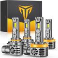 Termitor H11 9005 Light Bulbs Combo, 180000LM 1600% High and Low Beam Bulbs, 6500K White, 1:1 Mini Size H8/H9 HB3 Fog Light, 10 Years Lifespan, Plug and Play, Pack of 4.