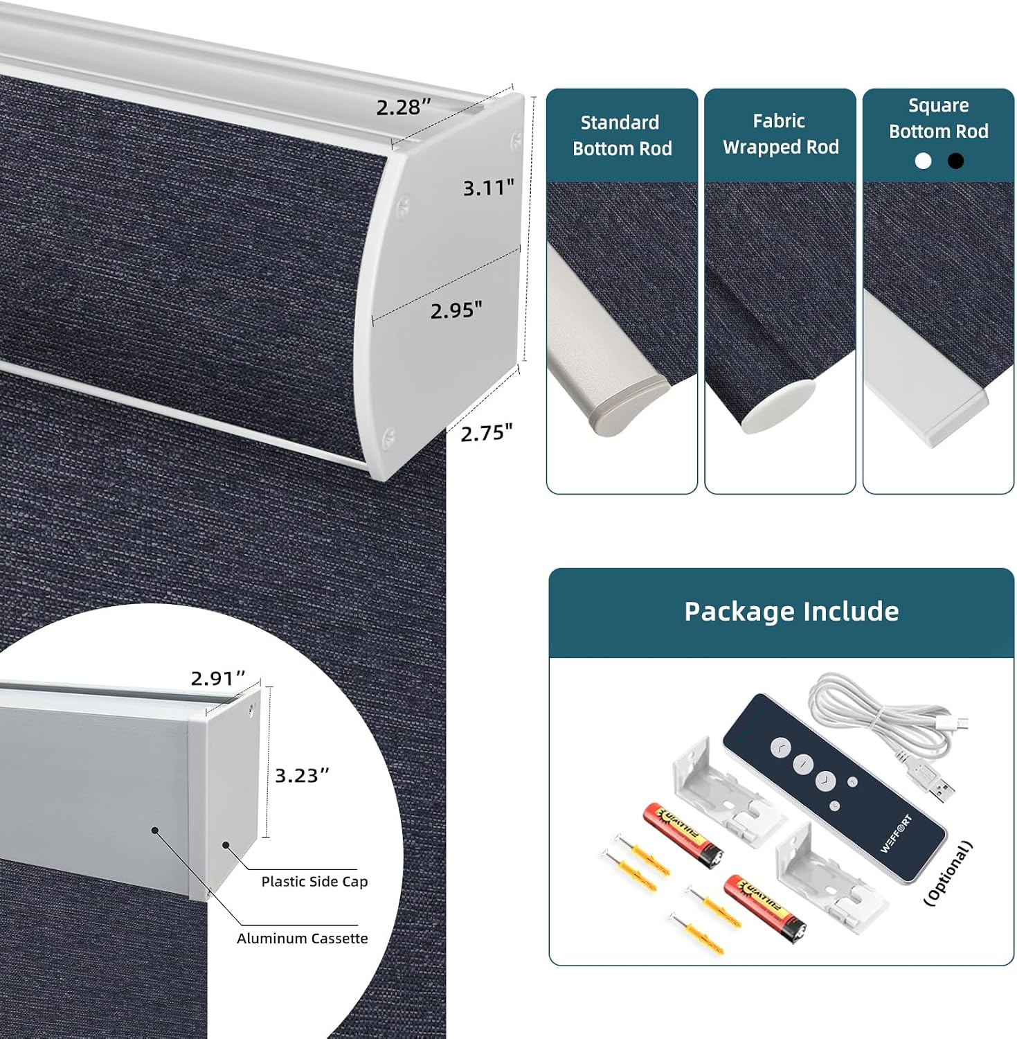 Electric Blinds Compatible with Alexa,Google Home,Motorized Roller Shades with Valance,100% Blackout Automatic Shades for Home&Office,Dark Raven Black