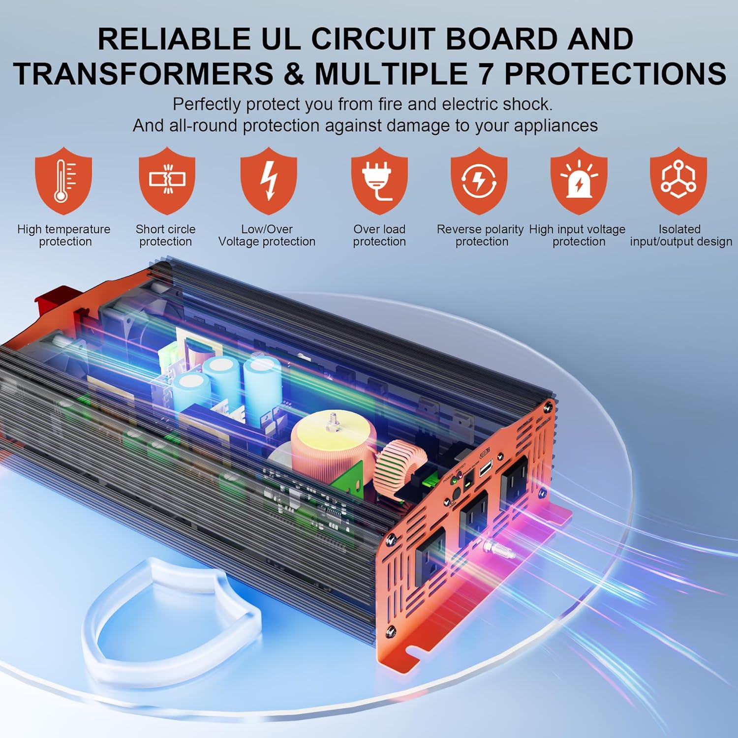 2000 Watt Pure Sine Wave Power Inverter 12v to 110v 120v Built-in UL-Listed Fuse Compatible with Lithium Battery Starlink for Home RV Truck Off-Grid Solar by LEESKY