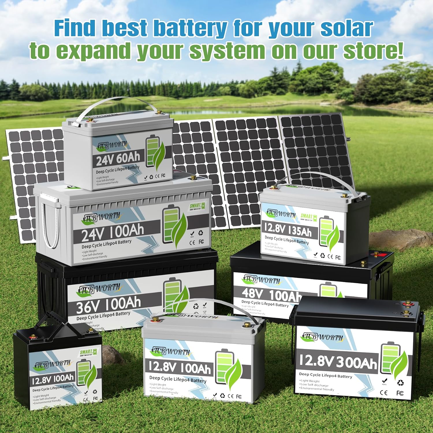 24V LiFePO4 Battery 100Ah, Rechargeabel Deep Cycle Lithium Batteries, 100A Bluetooth BMS with Low-Temp Protection, Perfect for RV, Solar, Boat, Marine, Trolling Motor