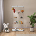 Modern 4-Tier Two-Door Glass Display Cabinet Shelves with Door Floor Standing Curio Glass Countertop Display Bookshelf for Living Room Bedroom Office