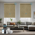 Motorized Roller Shade, 100% Blackout Smart Window Blinds Work with Homekit, Alexa, Google Home, Remote Control, Electric Blinds with USB/Solar Pannel Charging, Gentle Wheat