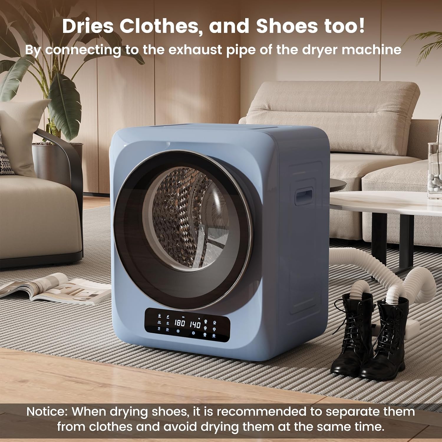 VCJ Portable Dryer for Laundry, 12lbs Clothes Dryer with 6 Drying Modes & 8H Timer, LED Display 850W Front Load Compact Electric Dryer for Apartment, RVs, Dorms