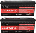 2 Pack 24V 100Ah LiFePO4 Lithium Battery, Built-in 100A BMS, 2560W Power Output, Up to 15000 Cycles, Ideal for RV, and Solar Off-Grid Systems