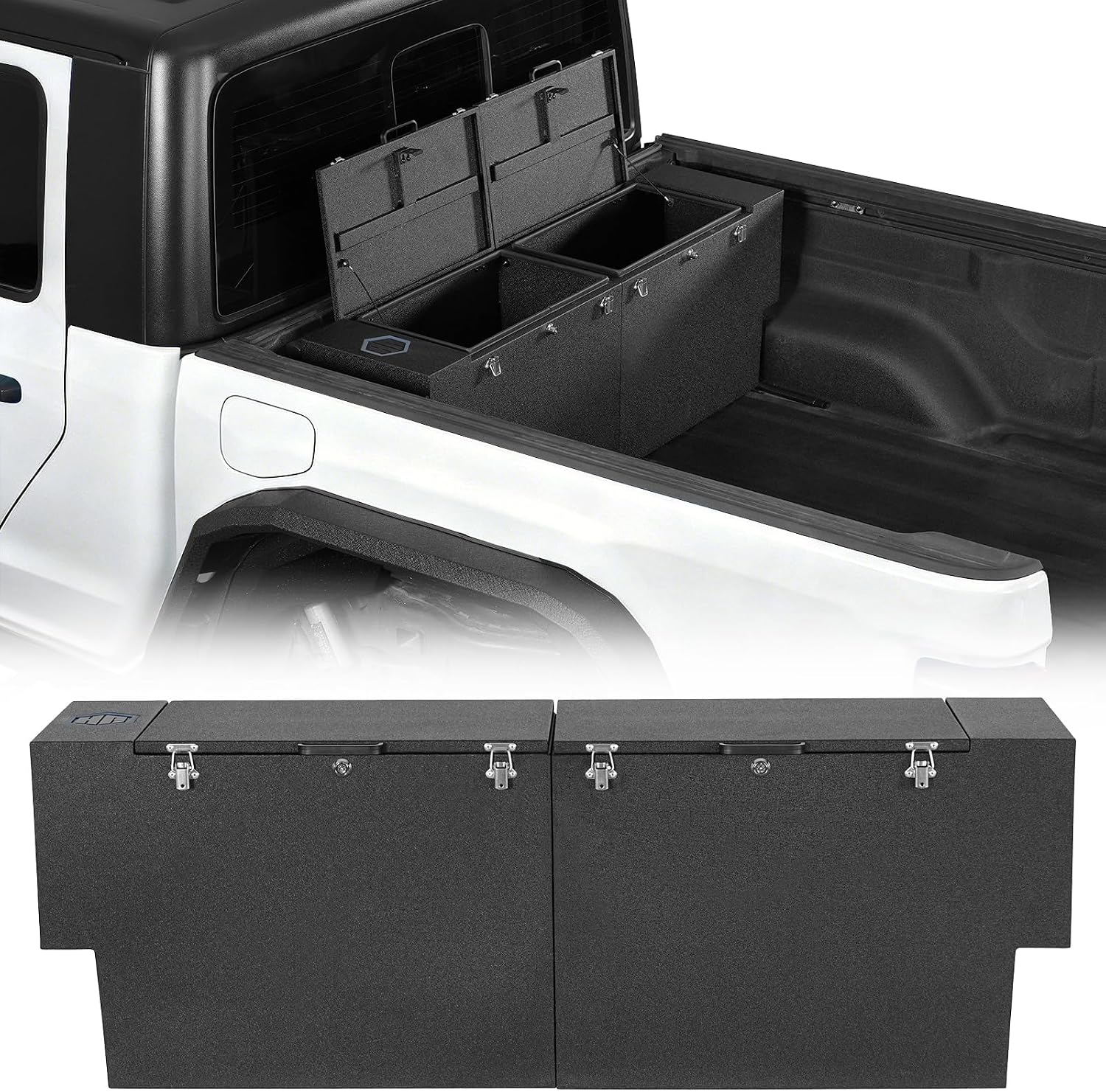 Hooke Road Gladiator Bed Tool Box Lockable Cargo Storage for 2020-2026 Jeep Gladiator JT, Solid Steel Waterproof Organizer Security Toolbox with Lock Keys