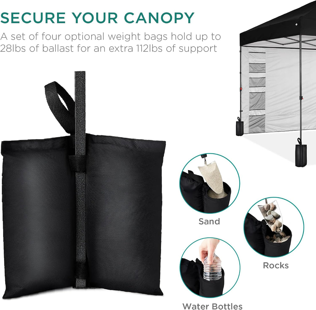 Best Choice Products 10x10ft Pop Up Canopy Tent with Sidewall, 1 Person 1 Minute Set Up, Carry Case, 4 Weight Bags - Black