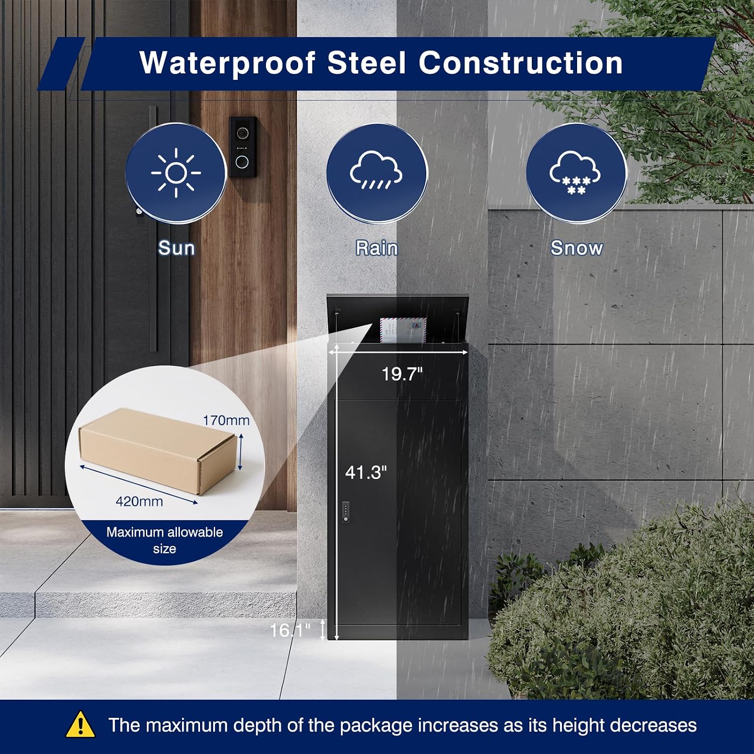 Yizosh Package Delivery Boxes for Outside,Extra Large Mailbox for Parcel with Secure Storage,Anti-Theft Parcel Mailbox with Coded Lock,Steel Package Delivery Box for Outdoor,Porch,Curbside