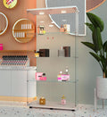 Modern Glass Display Cabinet 4-Shelf with LED Light and Lock, 2 Door Curio Cabinets, Tempered Glass Collection Display Showcase for Living Room Home Office,30.9x13.5x64.6 H,White