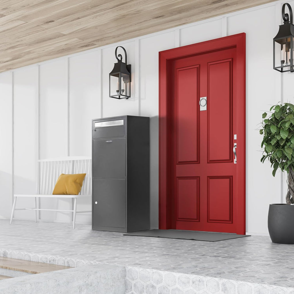 Barska Large Package Delivery Parcel Mail Steel Drop Box for Porch with Advanced Push Lock, Mail Slot & Anti-Theft Drop Slot