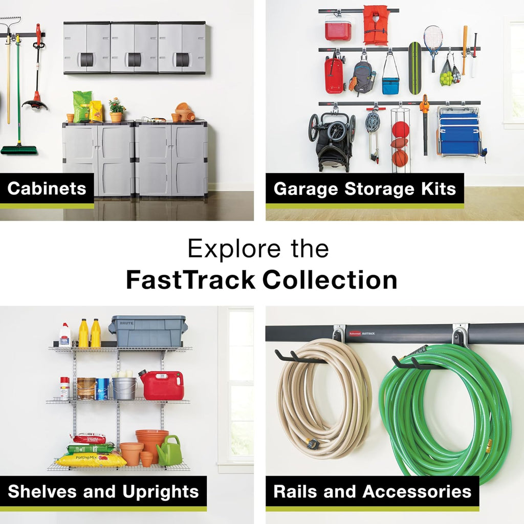 Rubbermaid Fasttrack Rail Storage 48'x16' 3-Shelf Kit, 350 lbs. Per Shelf, for Home/Garage/Shed/Workshop Organization
