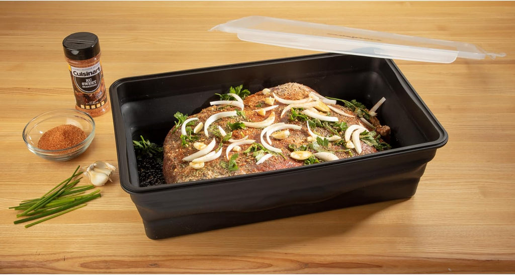 Cuisinart XL Collapsible Marinating Container, Large Capacity Grill Accessories Perfect for BBQs and Tailgates, Marinade and Brining Prep, Collapsible Silicone for Easy Storage (Pack of 4)
