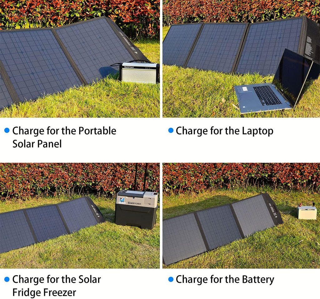 ACOPOWER 12V 120W Portable Solar Panel Kit; Foldable Solar Suitcase for RV, Boat Compatible Multiple Kinds of Power Station with Quick Charge 3.0, 12AWG Cable with Solar Male/Female Quick Connectors