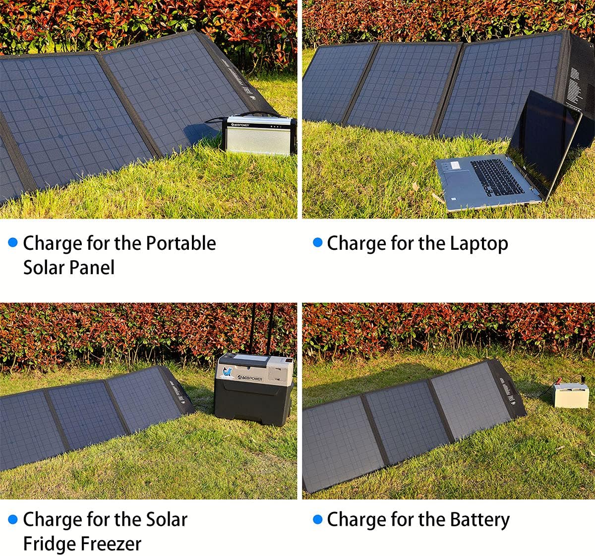 ACOPOWER 12V 120W Portable Solar Panel Kit; Foldable Solar Suitcase for RV, Boat Compatible Multiple Kinds of Power Station with Quick Charge 3.0, 12AWG Cable with Solar Male/Female Quick Connectors