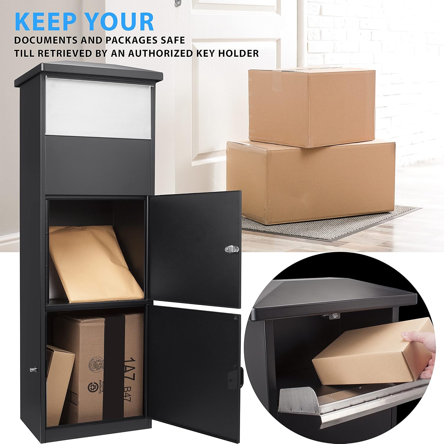 MPB-600 Black Parcel Mail Drop Box,Bi