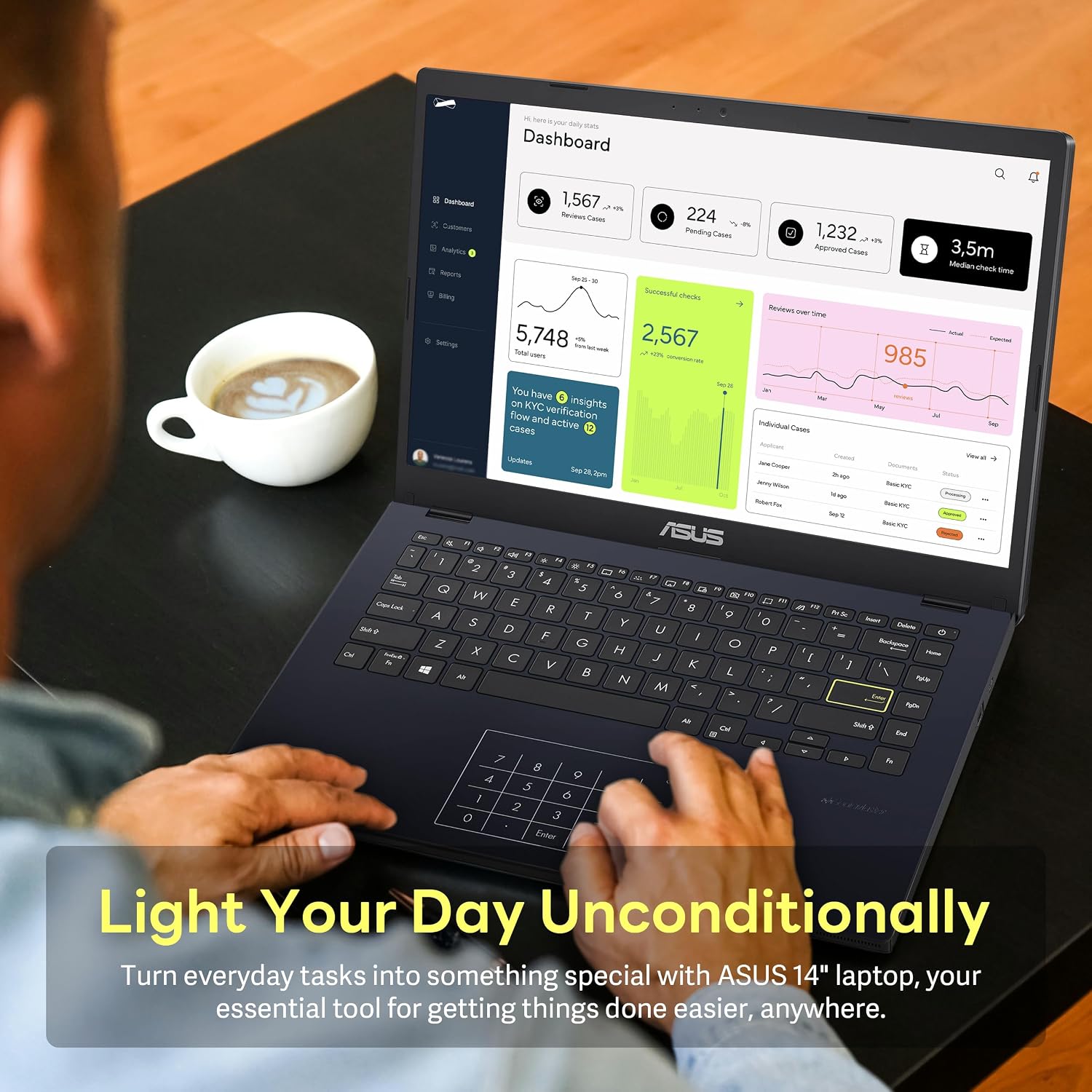 ASUS 14' FHD Ultra-Light Laptop, Intel Pentium N6000, 4GB RAM, 224GB Storage (64GB eMMC+160GB Docking Station Set), UHD Graphics, AI-Powered, Copilot Ready, Long Battery Life, Windows 11, Black