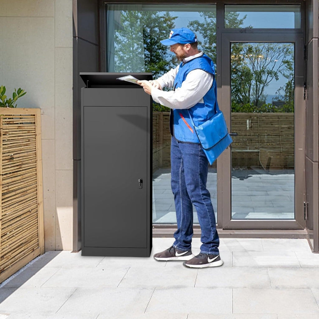 Package Delivery Boxes for Outside,Large Mailbox for Parcel, Anti-Theft Parcel Mailbox with Coded Lock, Wall Mounted Waterproof Home Parcel Box for Porch Yard, Galvanized Steel (19.7'x16.1'x60')