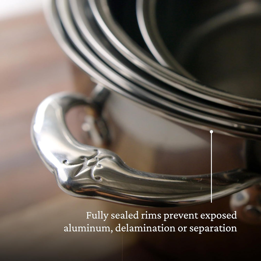 Hestan NanoBond Molecular Titanium Stock Pot with Lid, 8-Quart - PFAS-Free Stainless Steel, 4x Stronger, 1050°F Oven Safe, Induction Compatible, Handcrafted Italy