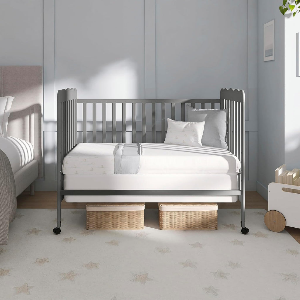 Dream On Me Carson Classic 3-in-1 Convertible Full-Size Baby Crib in Steel Grey, GreenGuard Gold & BSA, 4 Mattress Heights, Converts to Day & Toddler Bed, Locking Wheels, Classic Nursery Design