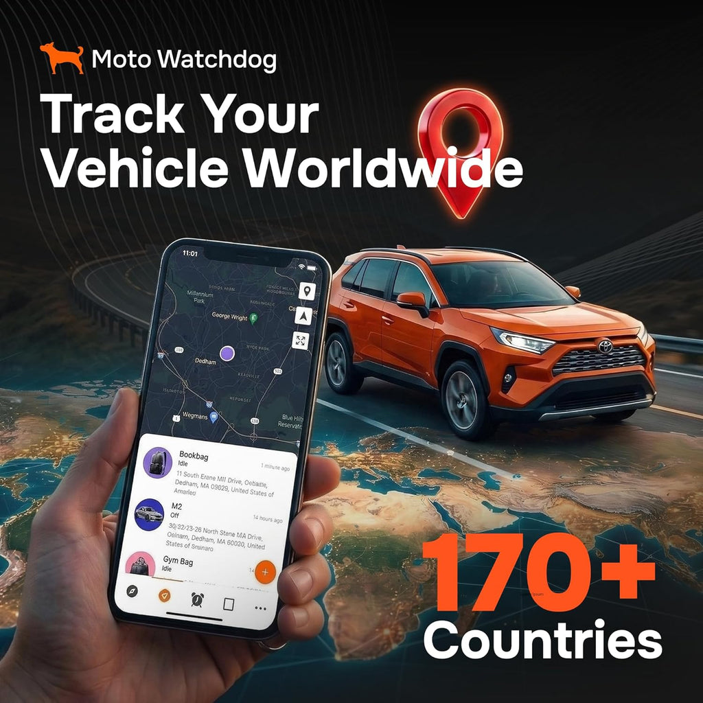 GPS Tracker for Vehicles, No Monthly Fee, No Subscription with Real-Time Location, Mileage Tracking, Speeding Monitoring, Route History, Geofence, OBD, Fleets & Families, USA, Moto Watchdog