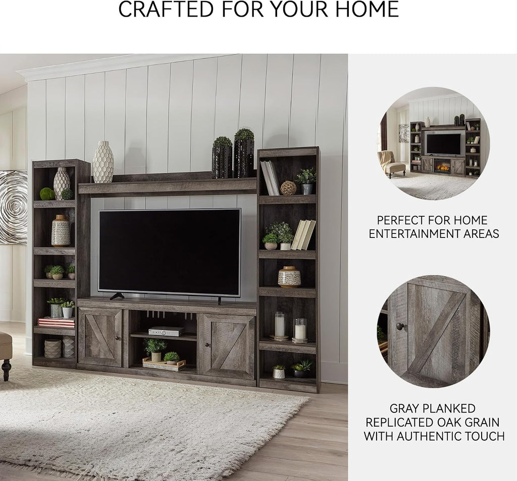 Signature Design by Ashley Wynnlow Farmhouse 4-Piece Entertainment Center for TVs up to 69', Gray