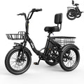 Qlife Triker Electric Bike, Peak 1200W Brushless Motor Folding Trike Ebike, 499Wh Removable Battery, Step-Thru 3 Wheel Electric Bicycle, Up to 55 Miles, 18 Tire Tricycle for Adults