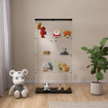 Modern 4-Tier Two-Door Glass Display Cabinet Shelves with Door Floor Standing Curio Glass Countertop Display Bookshelf for Living Room Bedroom Office