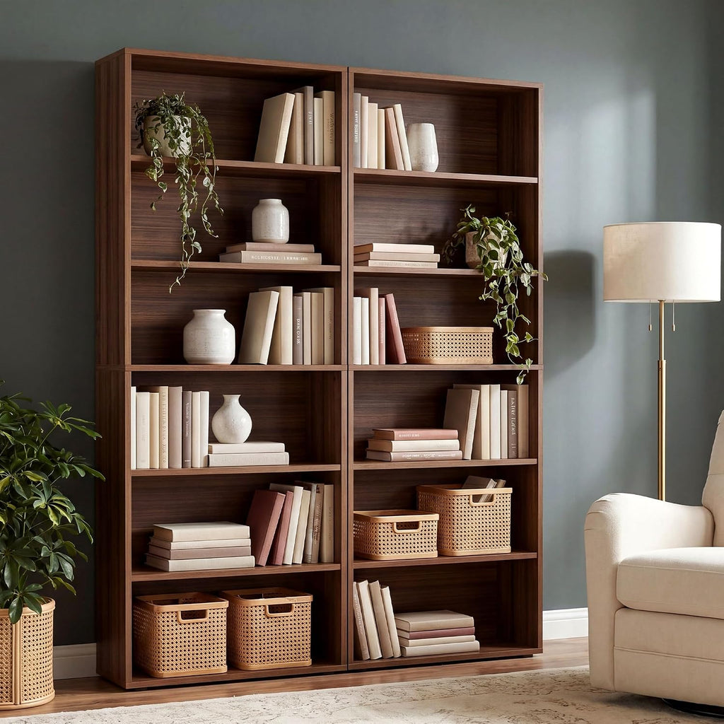 IRONCK Bookshelves and Bookcases Set of 2 Floor Standing 6 Tiers Display Storage Shelves 70 in Tall Bookcase Home Decor Furniture for Home Office, Living Room, Bed Room
