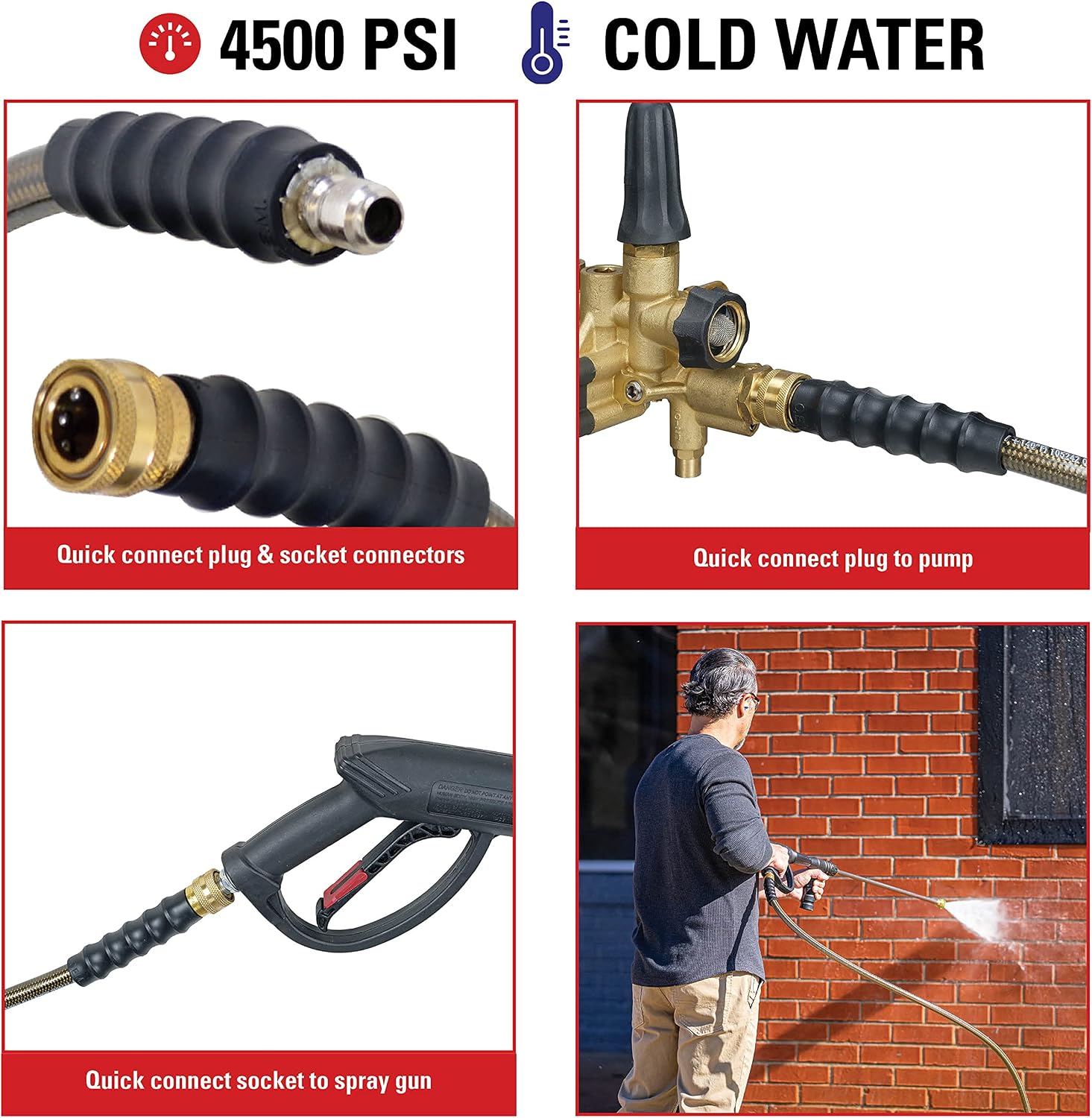 Simpson Cleaning 41030 Monster Series 4500 PSI Pressure Washer Hose, Cold Water Use, 3/8 Inch by 100 Feet, 100-Foot, Brown